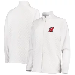 Women's Antigua White New Jersey Devils Gossamer Raglan Full-Zip Jacket