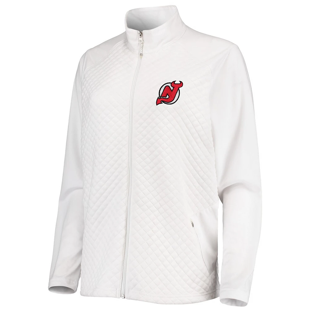 Women's Antigua White New Jersey Devils Gossamer Raglan Full-Zip Jacket - Image 3