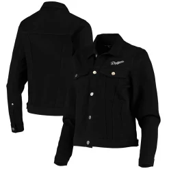 Women's Antigua Black Los Angeles Dodgers Flare Full-Button Jacket