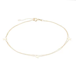 Au Naturale 14k Gold Double Strand Adjustable Star Station Anklet