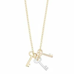 Au Naturale 14k Gold Tricolor Key Pendant Necklace