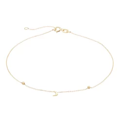Au Naturale 14k Gold Crescent Moon Adjustable Anklet