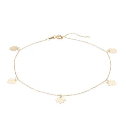 Au Naturale 14k Gold Adjustable Clover Station Anklet