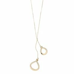 Au Naturale 14k Gold Adjustable Double Teardrop Twist Drop Necklace