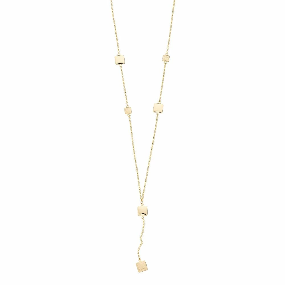 Au Naturale 14k Gold Squares Station Drop Necklace