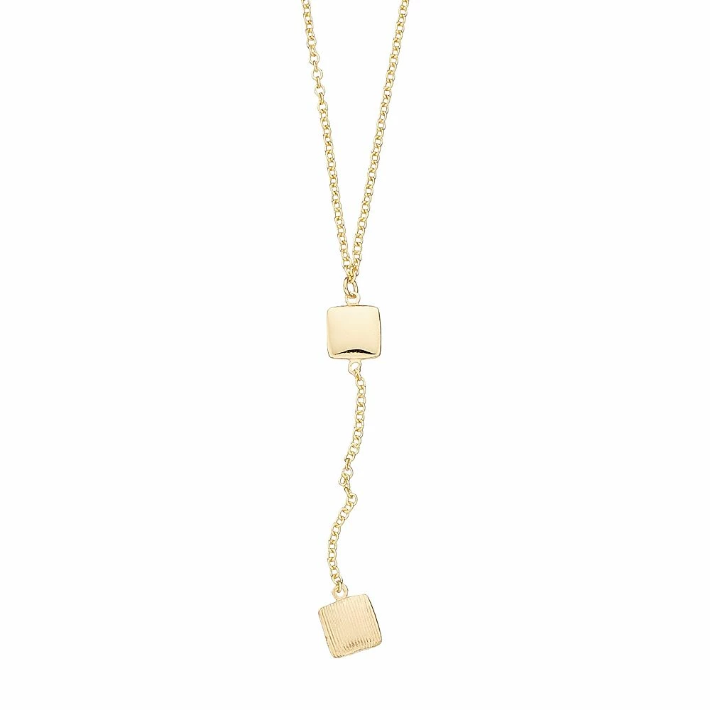 Au Naturale 14k Gold Squares Station Drop Necklace - Image 2