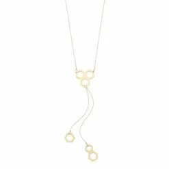 Au Naturale 14k Gold Adjustable Honeycomb Drop Necklace