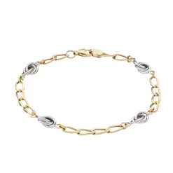 Au Naturale Two Tone 10k Gold Oval Love Knot Station Bracelet
