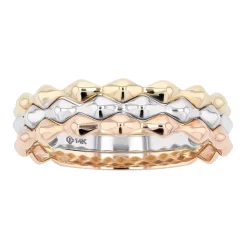 Au Naturale 14k Tricolor Gold Fancy Triple Band Ring