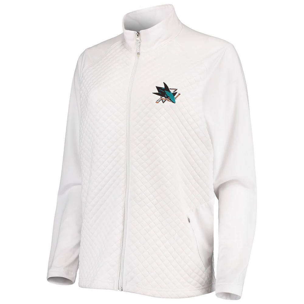 Women's Antigua White San Jose Sharks Gossamer Full-Zip Jacket - Image 3