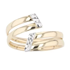 Au Naturale Two Tone 14k Gold Double Bypass Ring