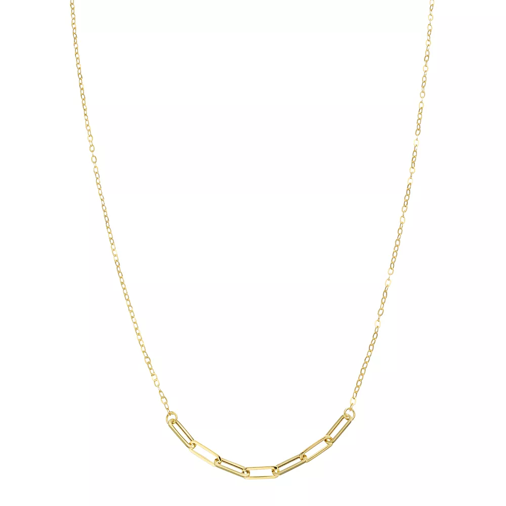 Au Naturale 10k Gold Paper Clip Chain Bar Necklace