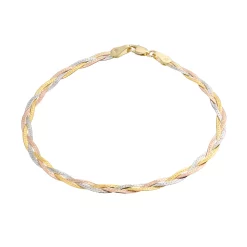 Au Naturale 10k Tricolor Gold Herringbone Chain Bracelet