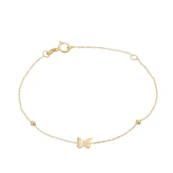 Au Naturale 14k Gold Butterfly Charm Bracelet