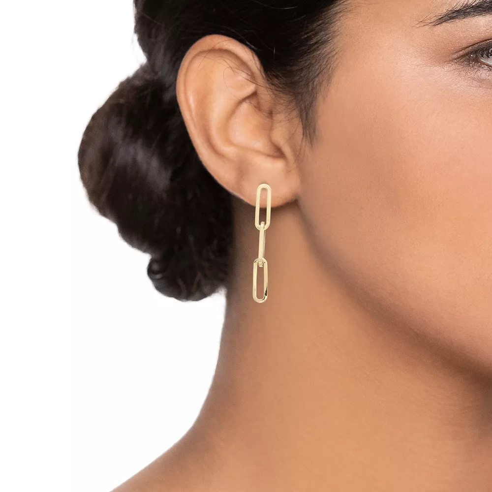 Au Naturale 14k Gold Paper Clip Chain Earrings - Image 2