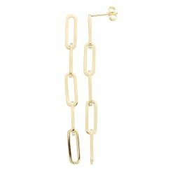 Au Naturale 14k Gold Paper Clip Chain Drop Earrings