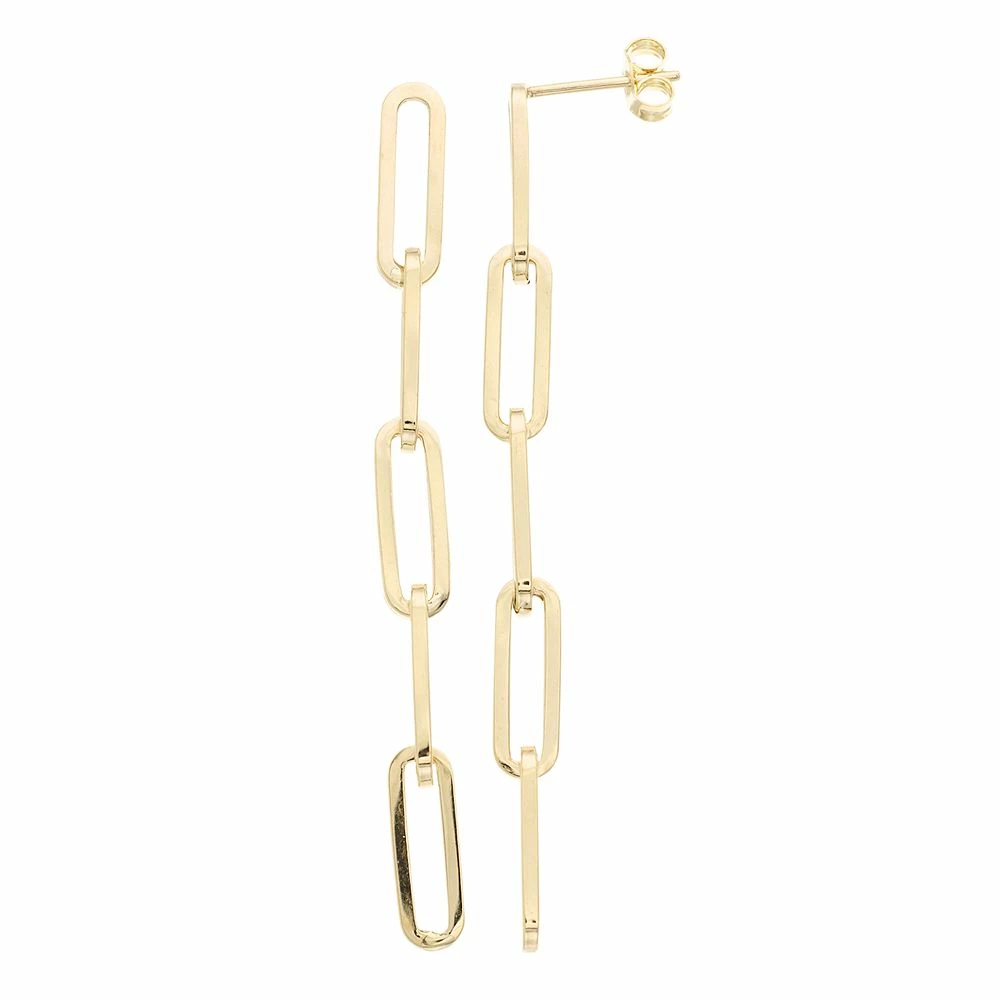 Au Naturale 14k Gold Paper Clip Chain Drop Earrings