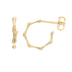 Au Naturale 14k Gold Bamboo Hoop Earrings