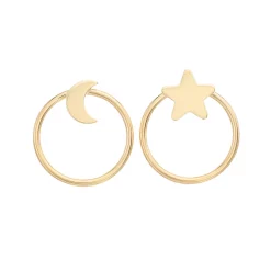 Au Naturale 14k Gold Star & Moon Mismatched Stud Earrings