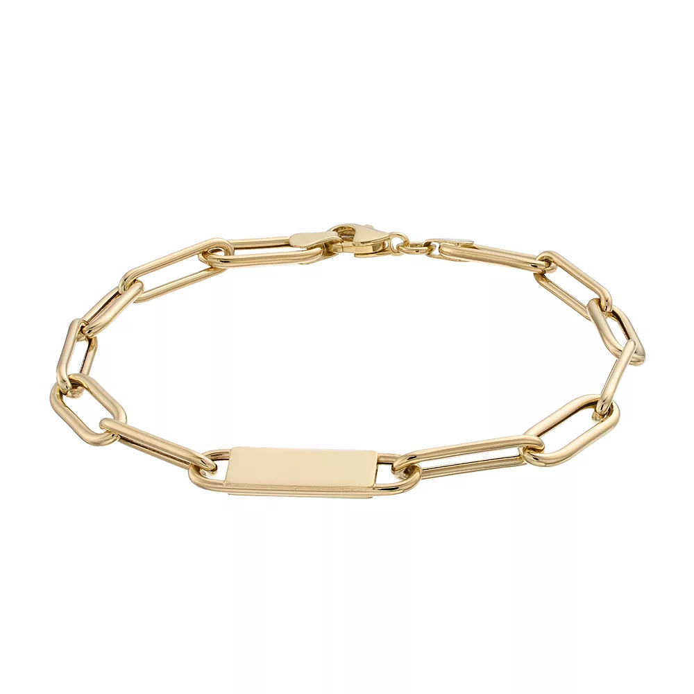 Au Naturale 14k Gold Paper Clip Chain ID Bracelet