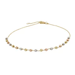 Au Naturale 14k Tricolor Gold Beads Anklet