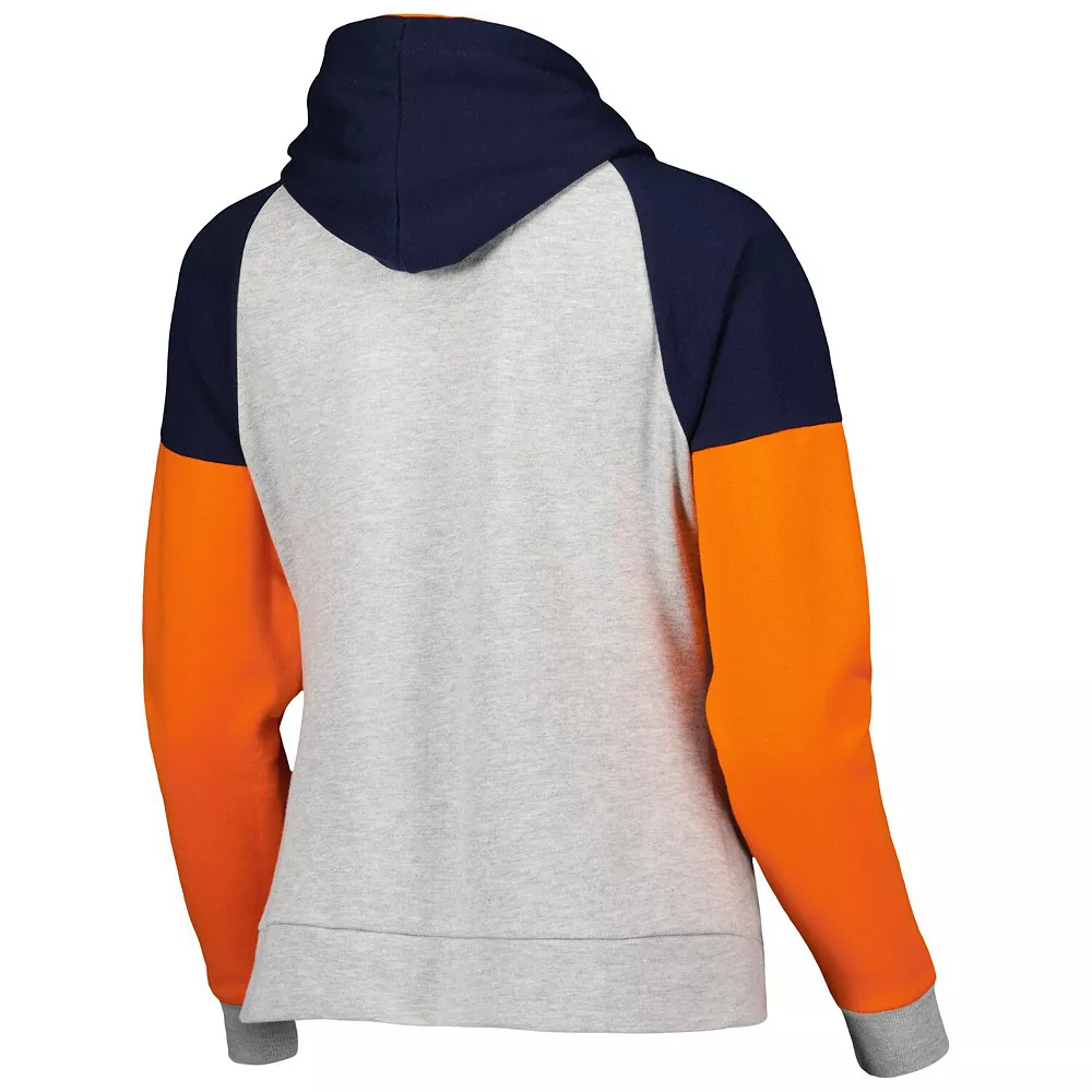 Women's Antigua Heathered Gray/Navy Denver Broncos Jackpot Raglan Half-Zip Pullover Hoodie - Image 4