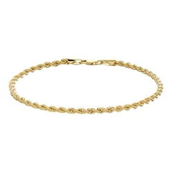 Au Naturale 14k Gold 2.7mm Rope Chain Bracelet