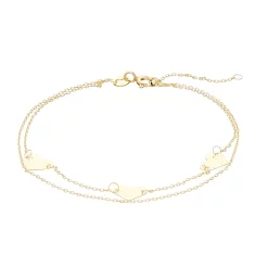 Au Naturale 14k Gold Heart Links Two Row Bracelet