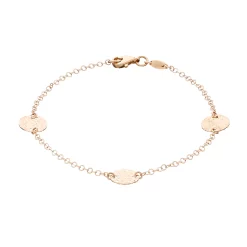 Au Naturale 14k Rose Gold Textured Disc Station Bracelet