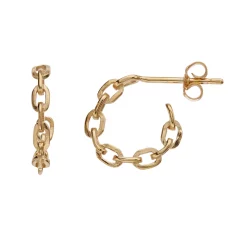 Au Naturale 14k Gold Paper Chain Link Hoop Earrings