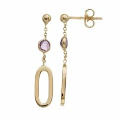 Au Naturale 14k Gold Amethyst Drop Earrings