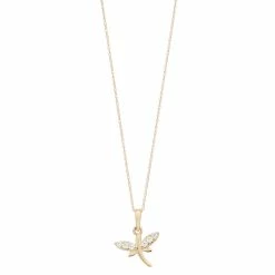 Au Naturale 14k Gold Cubic Zirconia Dragonfly Pendant Necklace