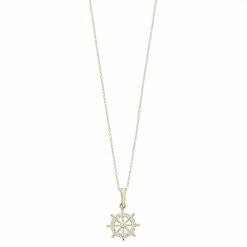 Au Naturale 14k Gold Cubic Zirconia Helm Pendant Necklace