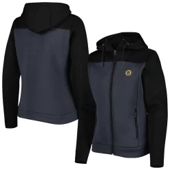 Women's Antigua Black/Gray Boston Bruins Protect Full-Zip Jacket