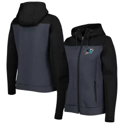 Women's Antigua Black/Gray San Jose Sharks Protect Full-Zip Jacket